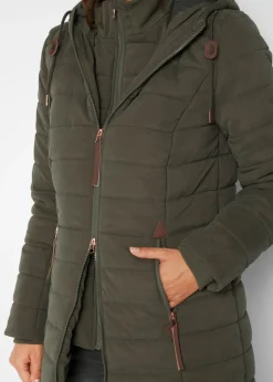 bonprix bonprix Abrigo acolchado, aspecto 2 en 1 Verde oliva oscuro Online