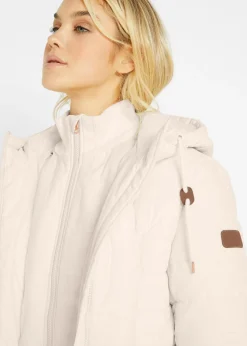 bonprix bonprix Abrigo acolchado, aspecto 2 en 1 Beige natural Sale