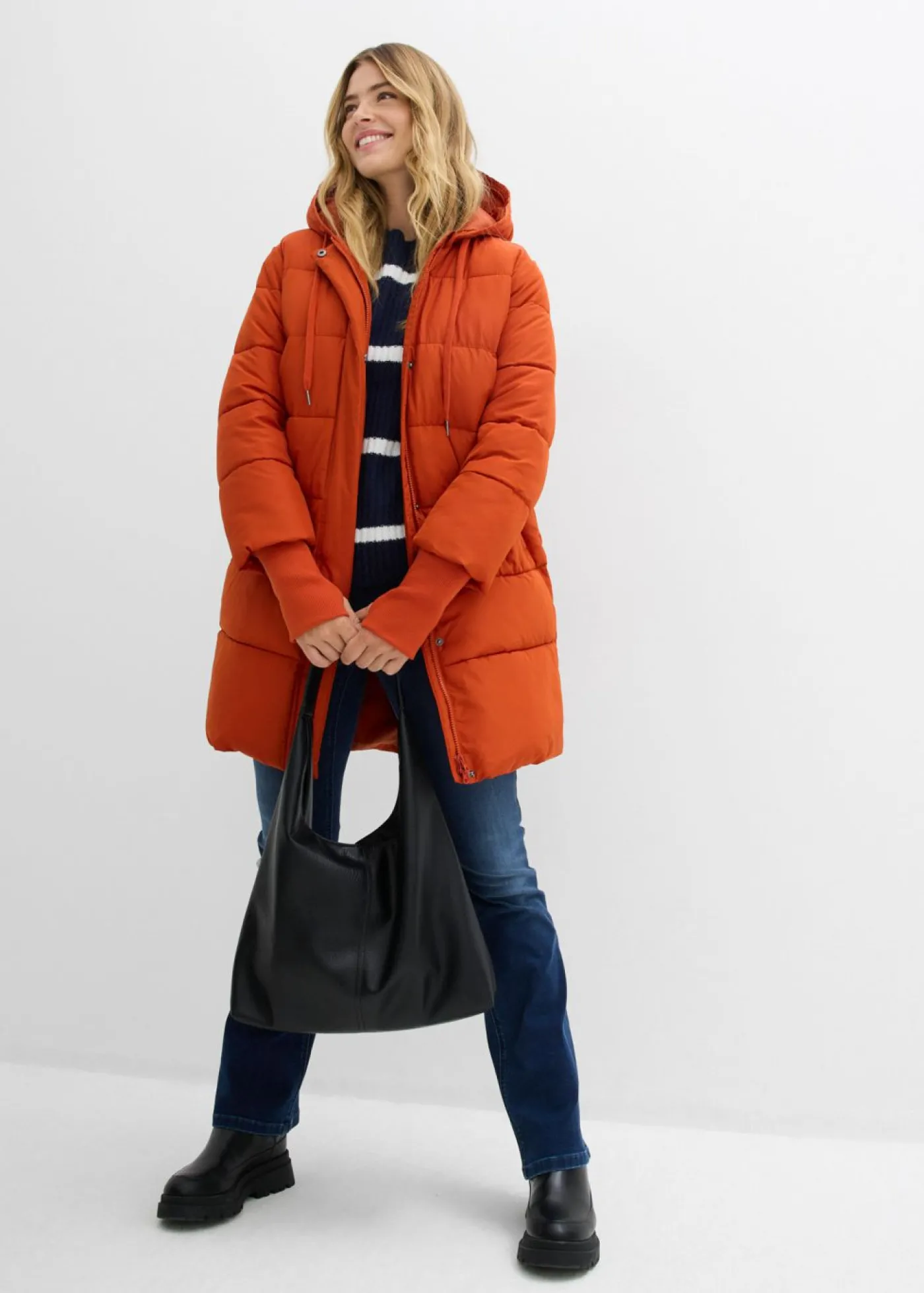 bonprix bonprix Abrigo acolchado funcional impermeable Naranja lava Online