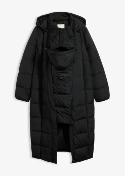 bonprix bonprix Abrigo acolchado premamá 2 en 1 con inserto para porteo Negro Clearance