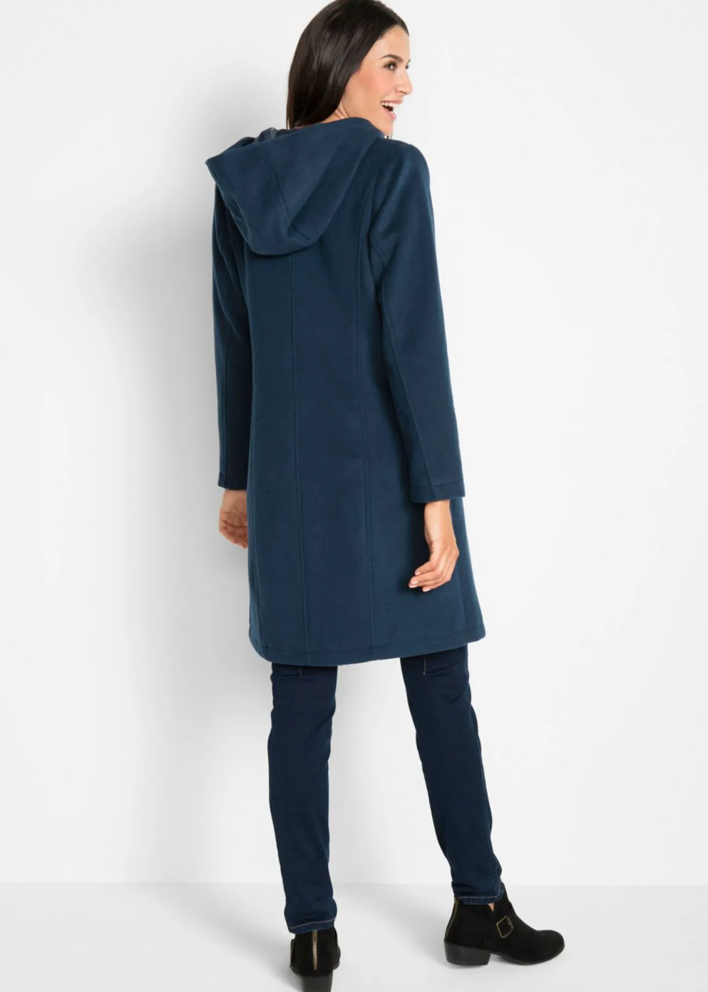 bonprix bonprix Abrigo con aspecto de lana Azul marino Clearance