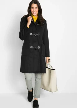 bonprix bonprix Abrigo con aspecto de lana Negro Online