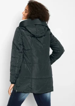 bonprix bonprix Abrigo con capucha acolchada Negro