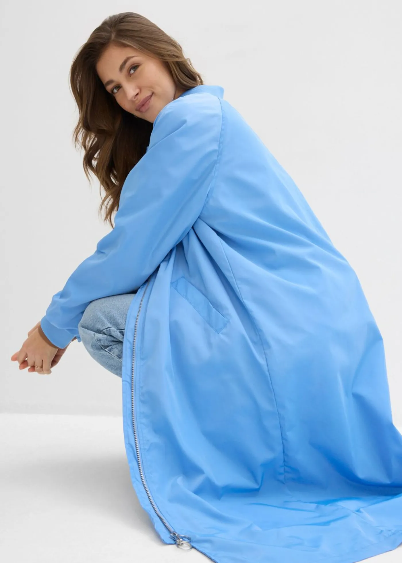 bonprix bonprix Abrigo con cuello de punto azul provenzal Clearance
