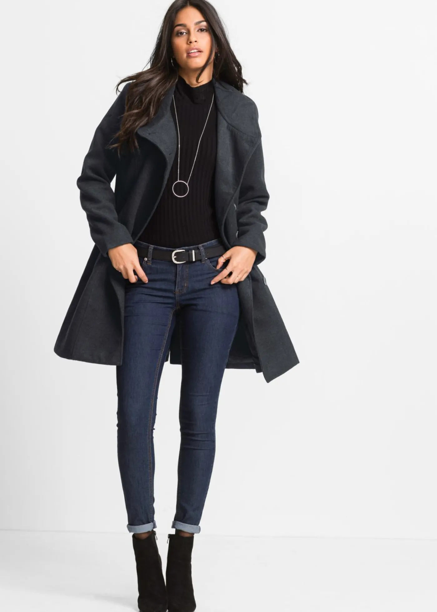 bonprix bonprix Abrigo corto Antracita jaspeado Outlet