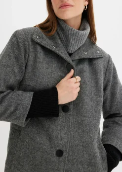 bonprix bonprix Abrigo corto Negro moteado Outlet