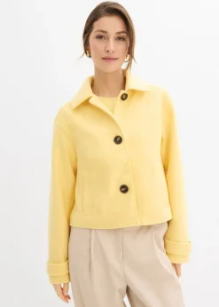 bonprix bonprix Abrigo corto con aspecto de lana Amarillo claro Sale