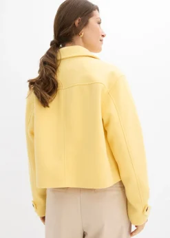bonprix bonprix Abrigo corto con aspecto de lana Amarillo claro Sale