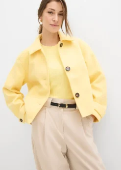 bonprix bonprix Abrigo corto con aspecto de lana Amarillo claro Sale