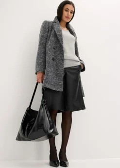 bonprix bonprix Abrigo corto con aspecto de lana Antracita oscuro jaspeado Outlet