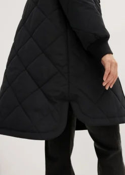 bonprix bonprix Abrigo corto con capucha y acolchado Negro