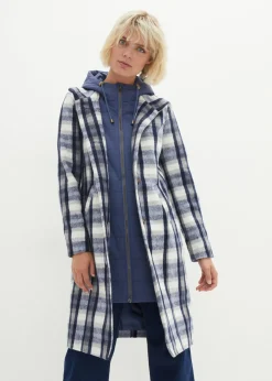 bonprix bonprix Abrigo corto de invierno con lana dos en uno Índigo-gris de cuadros Outlet