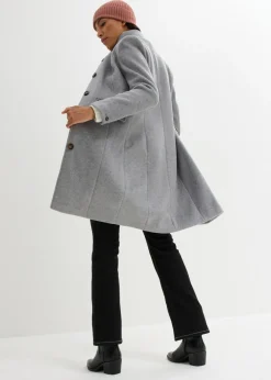 bonprix bonprix Abrigo de invierno, aspecto 2 en 1 Gris jaspeado Discount