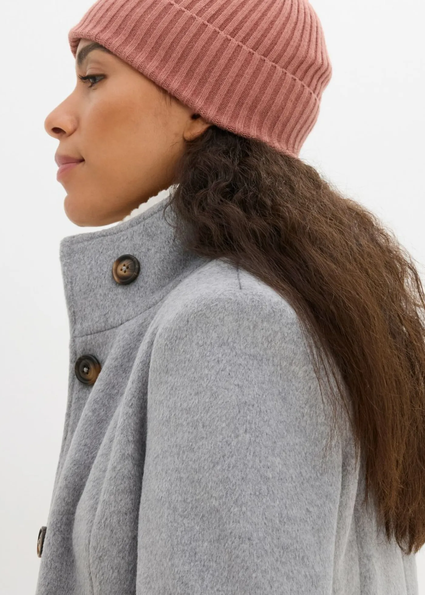 bonprix bonprix Abrigo de invierno, aspecto 2 en 1 Gris jaspeado Discount