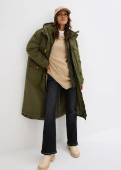 bonprix bonprix Abrigo de invierno, aspecto 2 en 1 Verde oliva oscuro Outlet