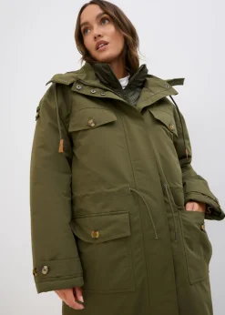bonprix bonprix Abrigo de invierno, aspecto 2 en 1 Verde oliva oscuro Outlet