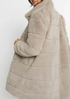 bonprix bonprix Abrigo de pelo sintético Gris Hot