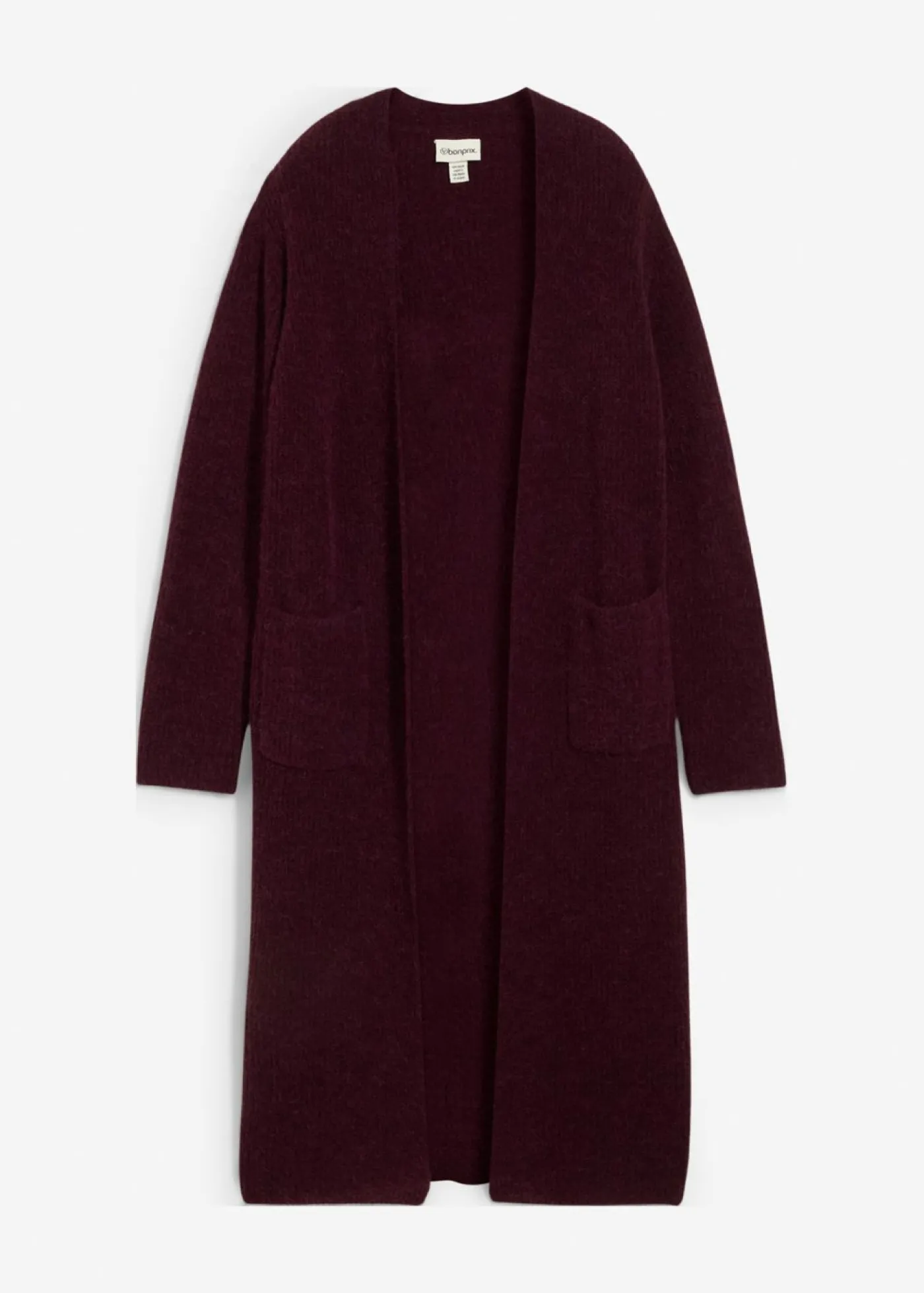 bonprix bonprix Abrigo de punto con alpaca rojo burdeos Outlet