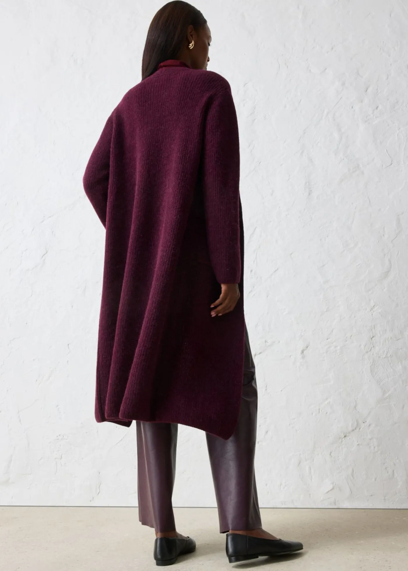 bonprix bonprix Abrigo de punto con alpaca rojo burdeos Outlet