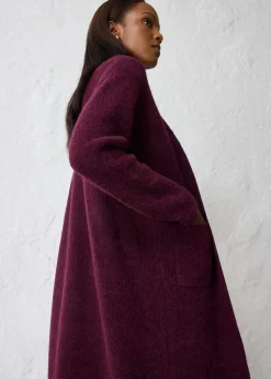 bonprix bonprix Abrigo de punto con alpaca rojo burdeos Outlet