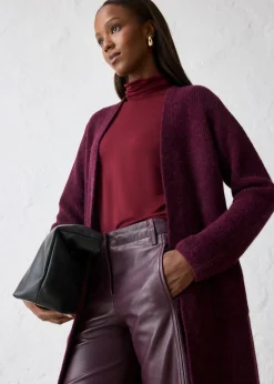 bonprix bonprix Abrigo de punto con alpaca rojo burdeos Outlet