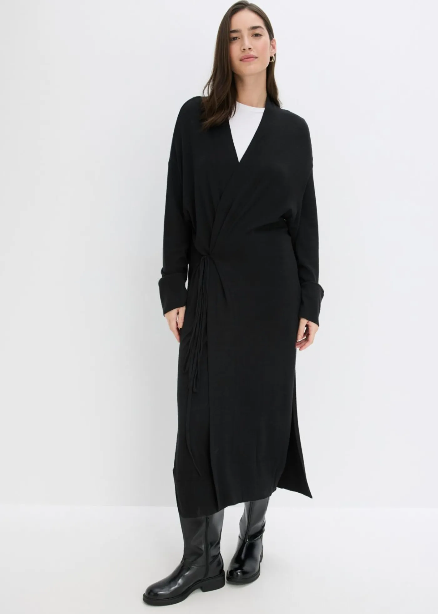 bonprix bonprix Abrigo de punto de mezcla de viscosa suave Negro New