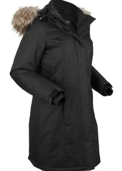 bonprix bonprix Abrigo funcional cálido impermeable para exteriores con pelo sintético Negro New