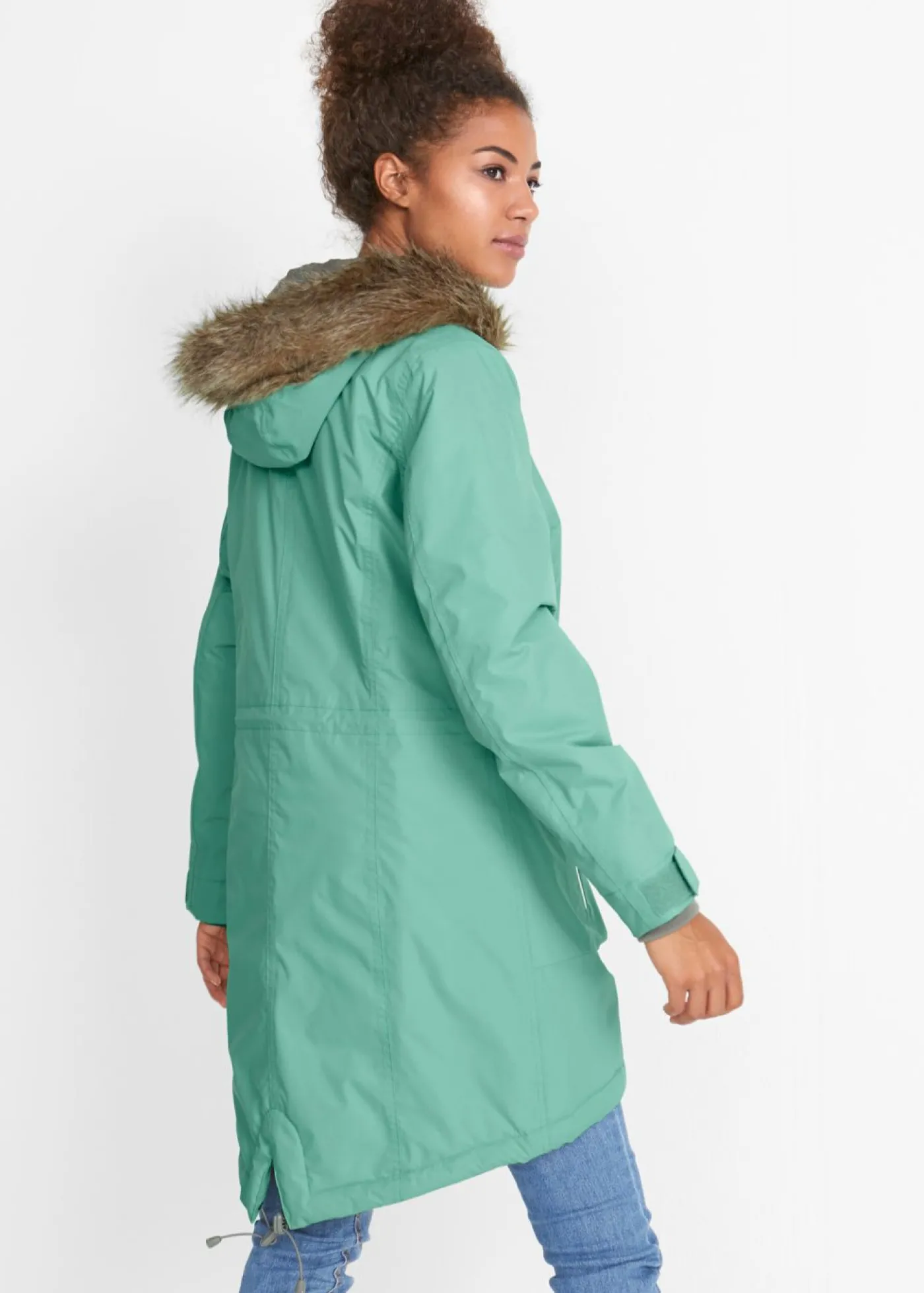 bonprix bonprix Abrigo funcional impermeable verde salvia / gris Discount