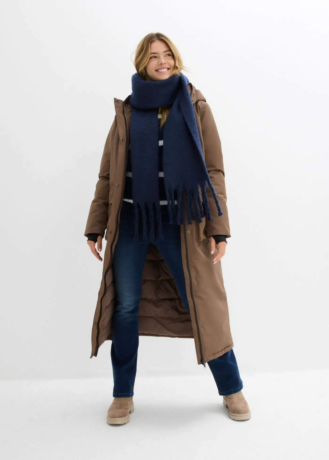 bonprix bonprix Abrigo funcional impermeable marrón arcilla Outlet