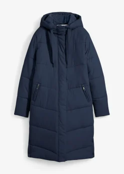 bonprix bonprix Abrigo guateado con forro polar en la capucha Azul marino Hot