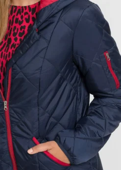 bonprix bonprix Abrigo guateado en dos colores Azul marino-rojo oscuro Best