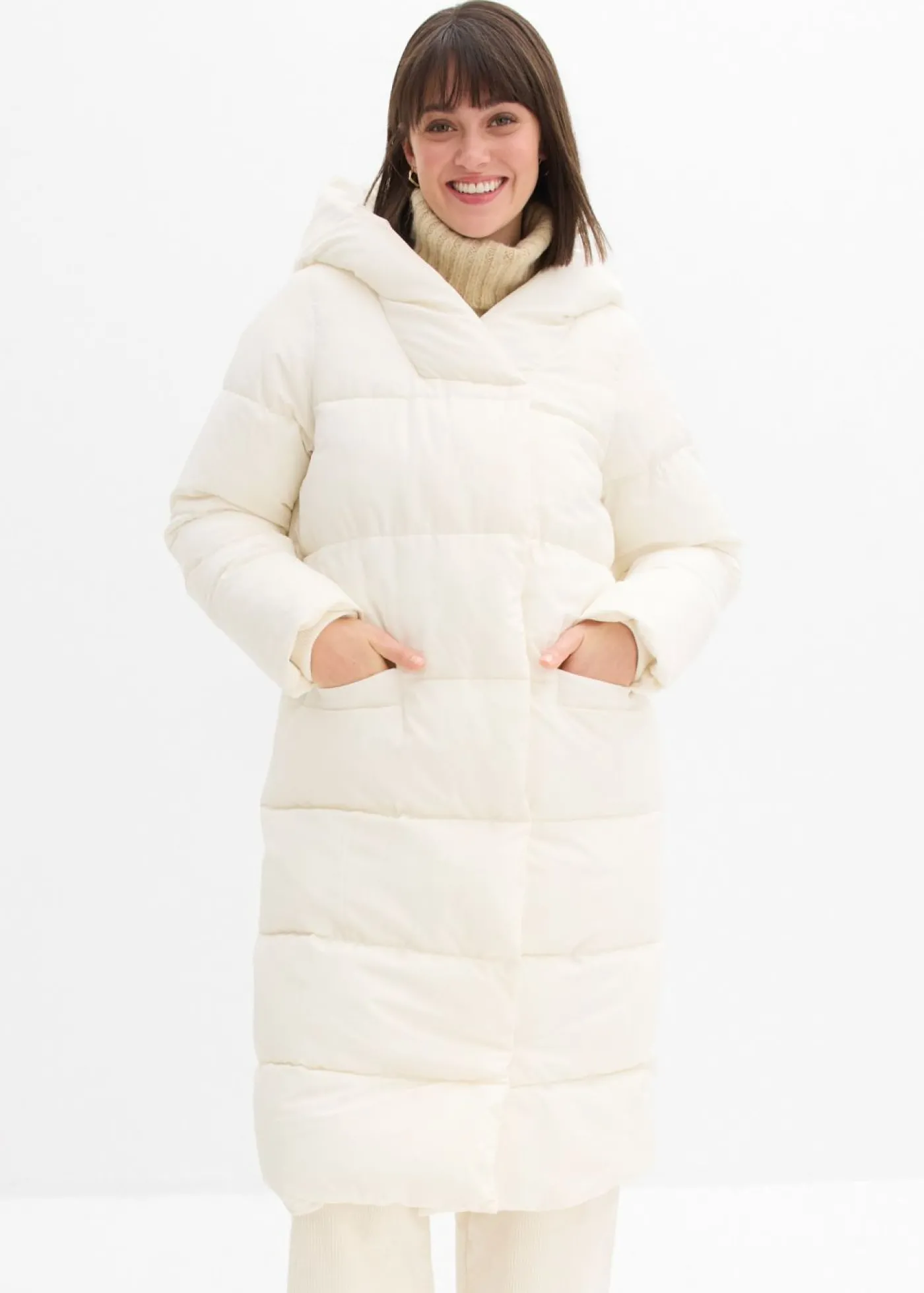bonprix bonprix Abrigo guateado oversize blanco perla Online