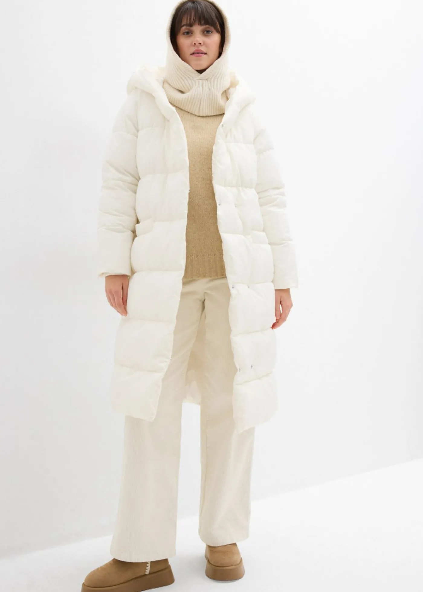 bonprix bonprix Abrigo guateado oversize blanco perla Online