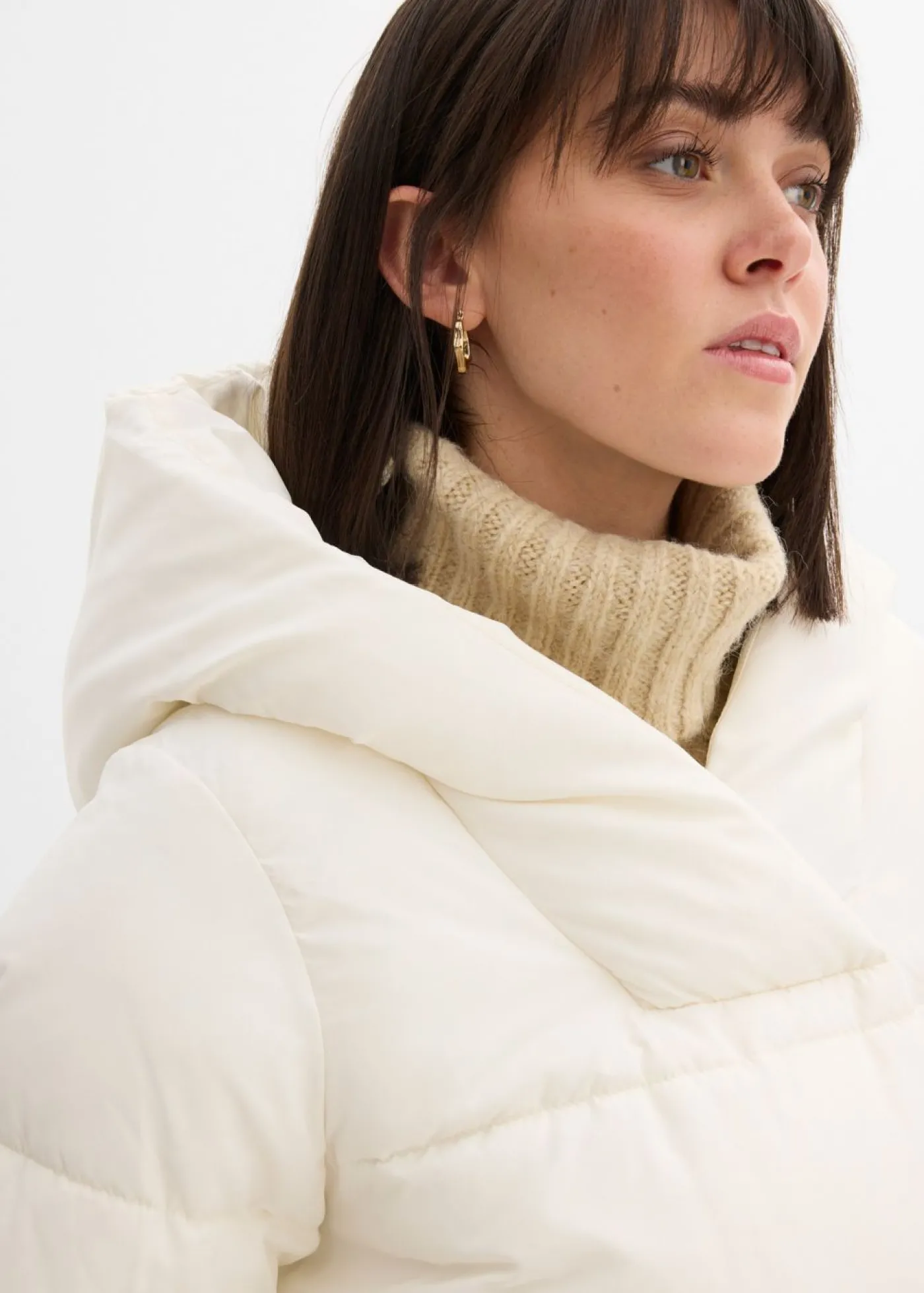 bonprix bonprix Abrigo guateado oversize blanco perla Online
