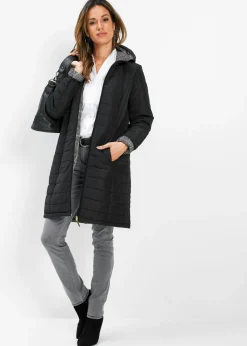 bonprix bonprix Abrigo guateado reversible Negro Clearance