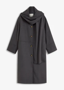 bonprix bonprix Abrigo holgado con dos bolsillos cosidos gris + pizarra Outlet