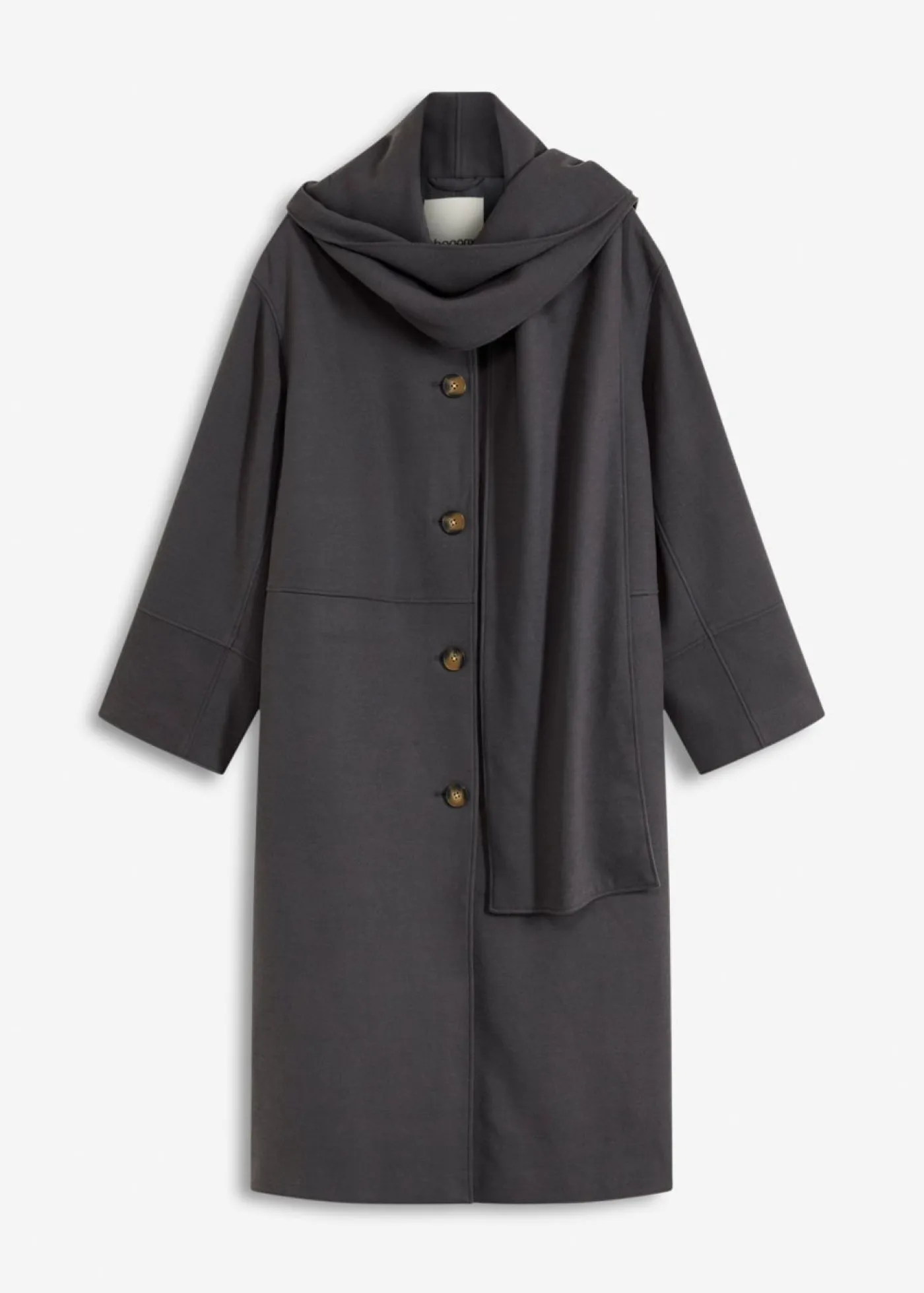 bonprix bonprix Abrigo holgado con dos bolsillos cosidos gris + pizarra Outlet