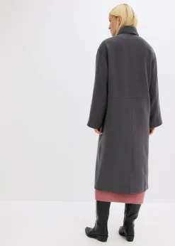 bonprix bonprix Abrigo holgado con dos bolsillos cosidos gris + pizarra Outlet