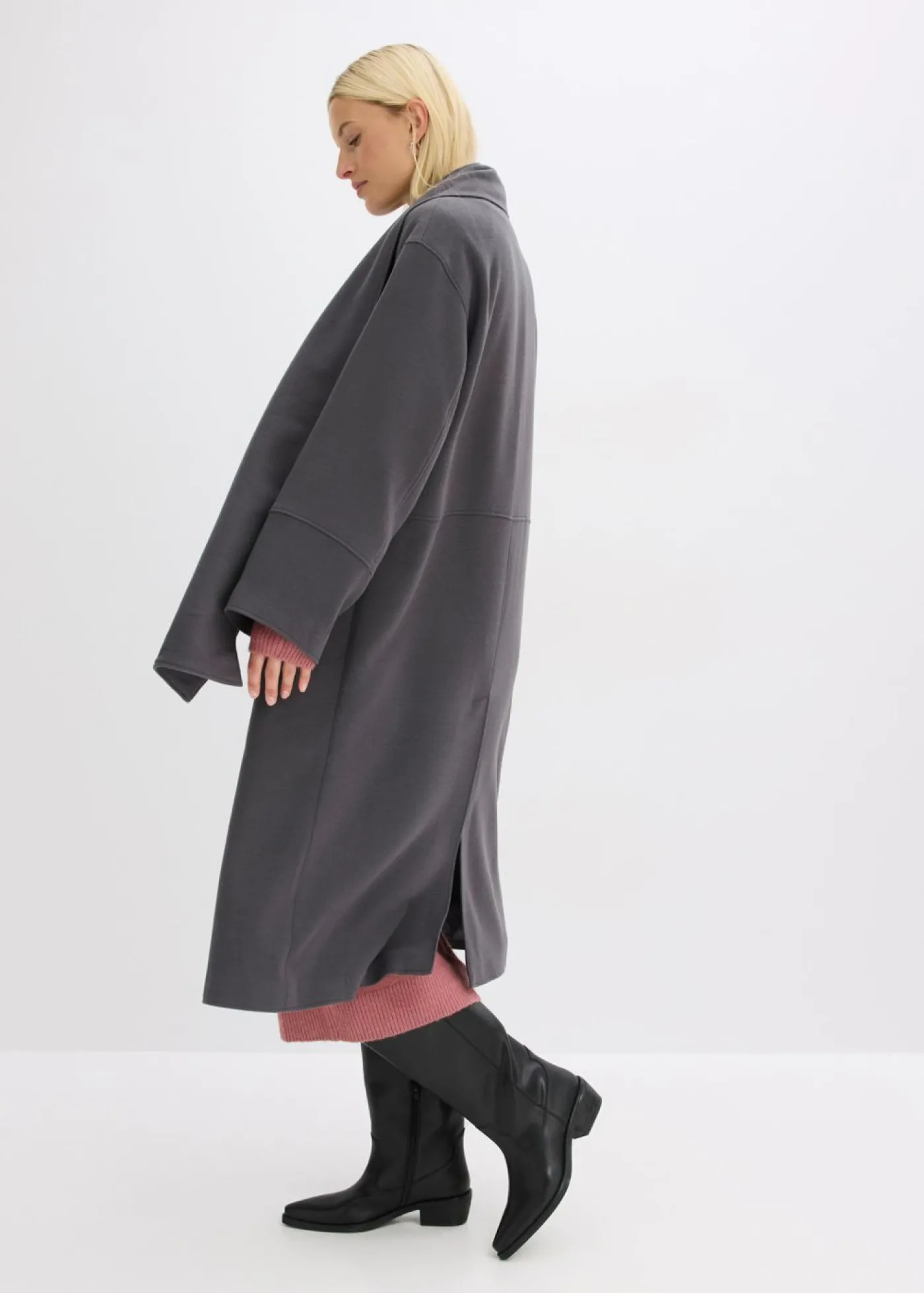 bonprix bonprix Abrigo holgado con dos bolsillos cosidos gris + pizarra Outlet