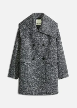 bonprix bonprix Abrigo holgado corto con aspecto de lana jaspeada antracita oscuro moteado Outlet