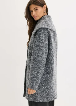bonprix bonprix Abrigo holgado corto con aspecto de lana jaspeada antracita oscuro moteado Outlet