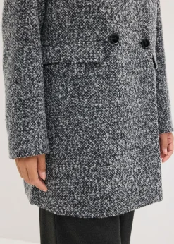 bonprix bonprix Abrigo holgado corto con aspecto de lana jaspeada antracita oscuro moteado Outlet