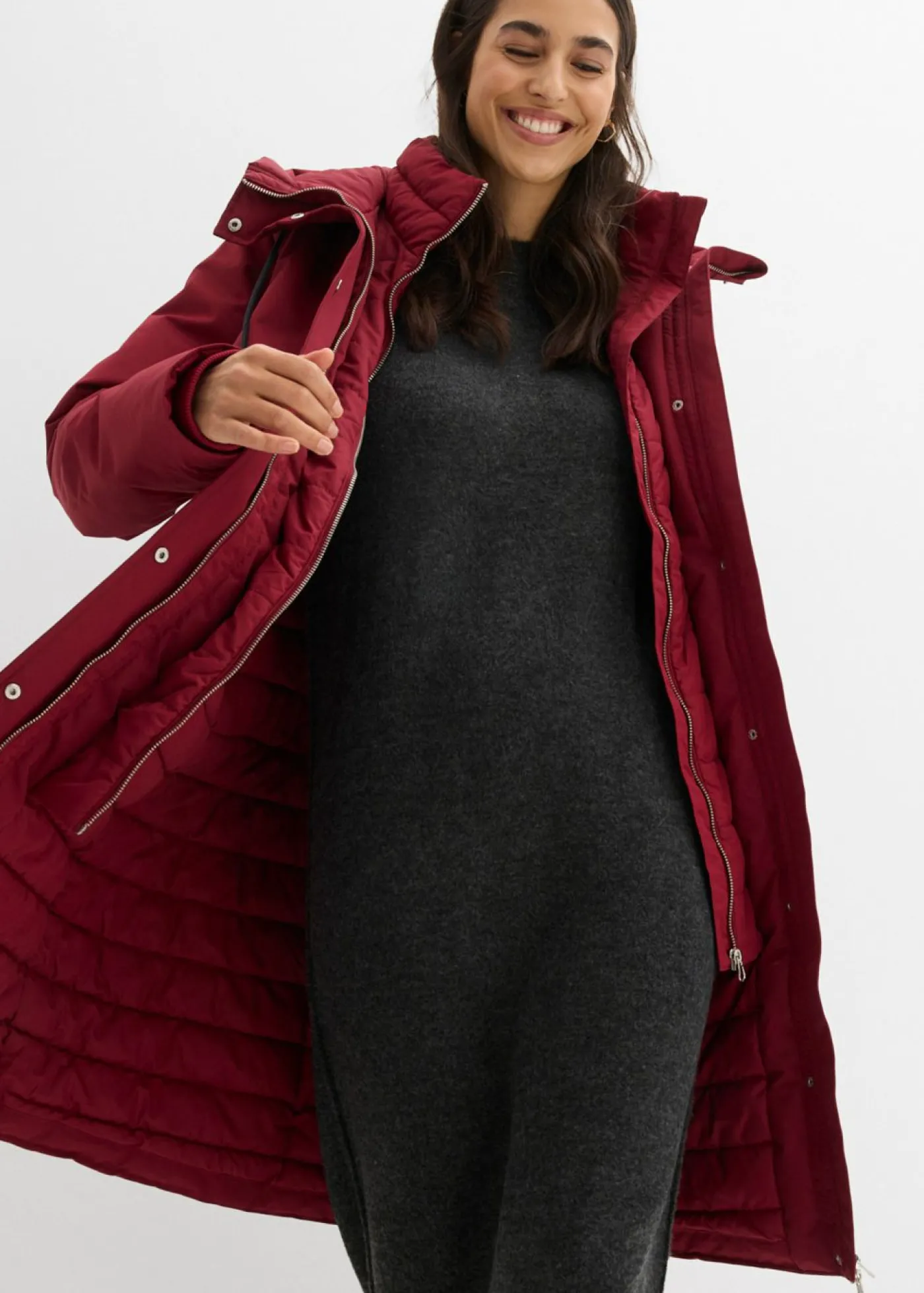 bonprix bonprix Abrigo impermeable 2 en 1 para exteriores Rojo Discount