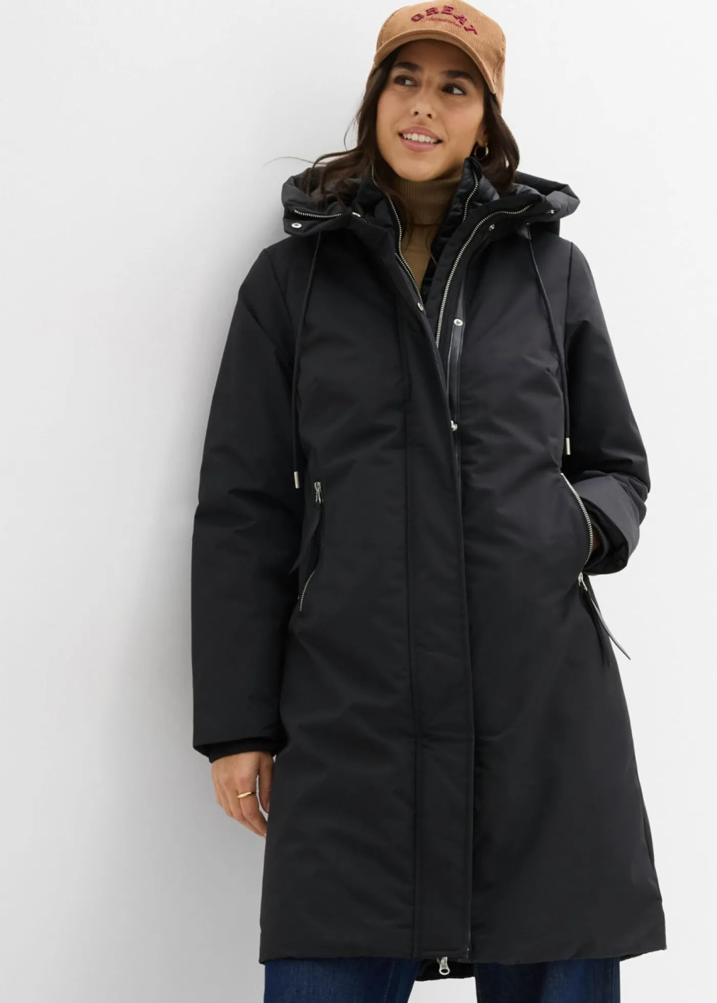 bonprix bonprix Abrigo impermeable 2 en 1 para exteriores Negro Clearance