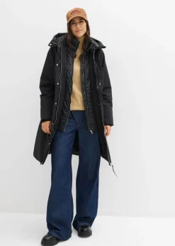 bonprix bonprix Abrigo impermeable 2 en 1 para exteriores Negro Clearance