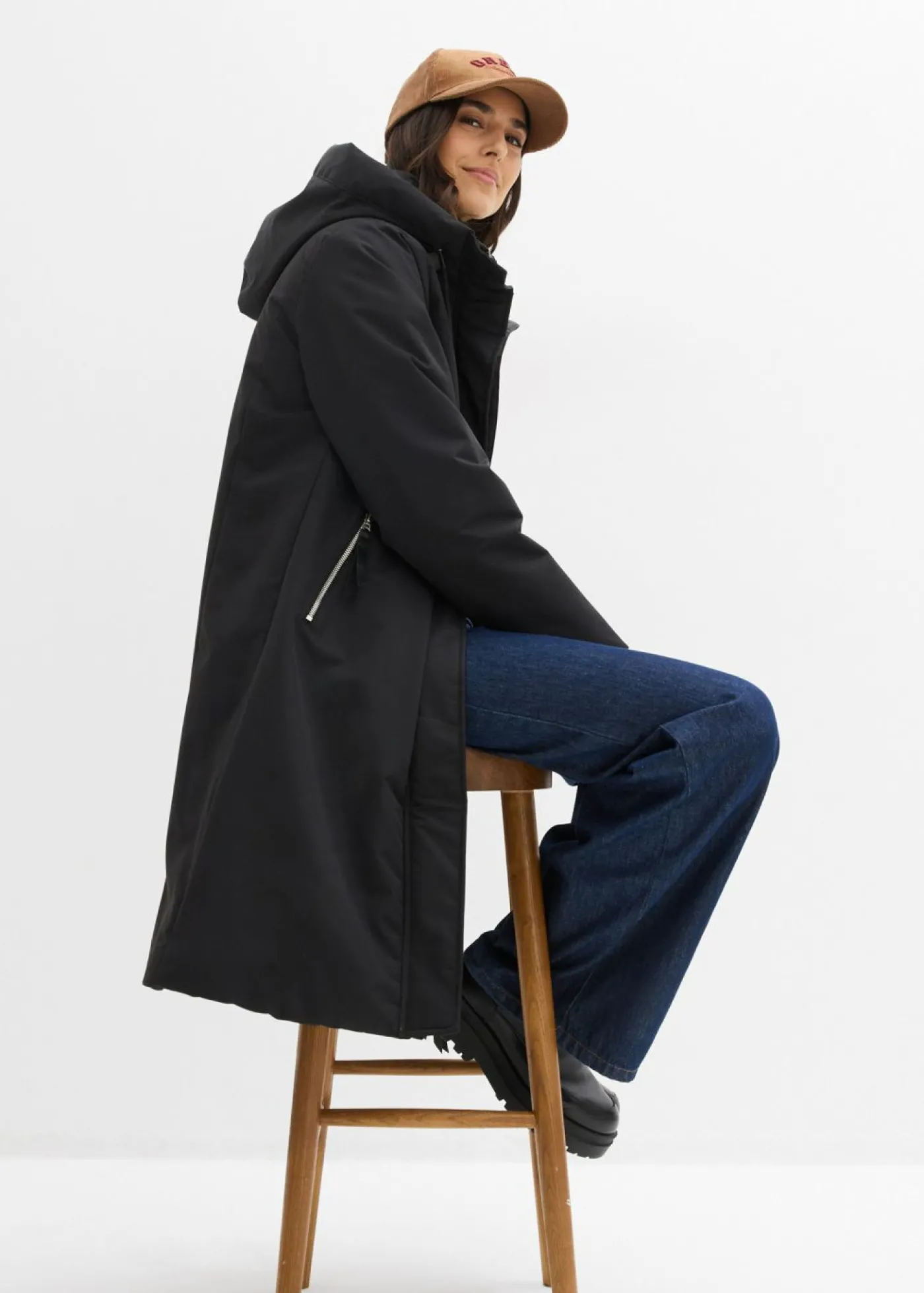 bonprix bonprix Abrigo impermeable 2 en 1 para exteriores Negro Clearance