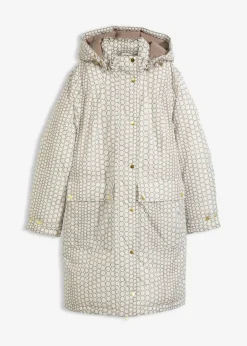 bonprix bonprix Abrigo impermeable para exteriores Blanco perla con estampado gráfico Discount