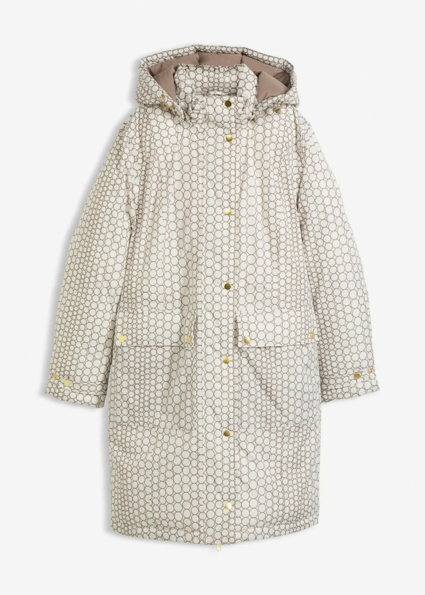 bonprix bonprix Abrigo impermeable para exteriores Blanco perla con estampado gráfico Discount