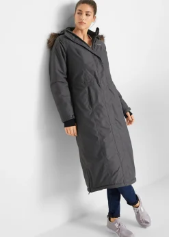 bonprix bonprix Abrigo impermeable para exteriores con pelo sintético pizarra Best