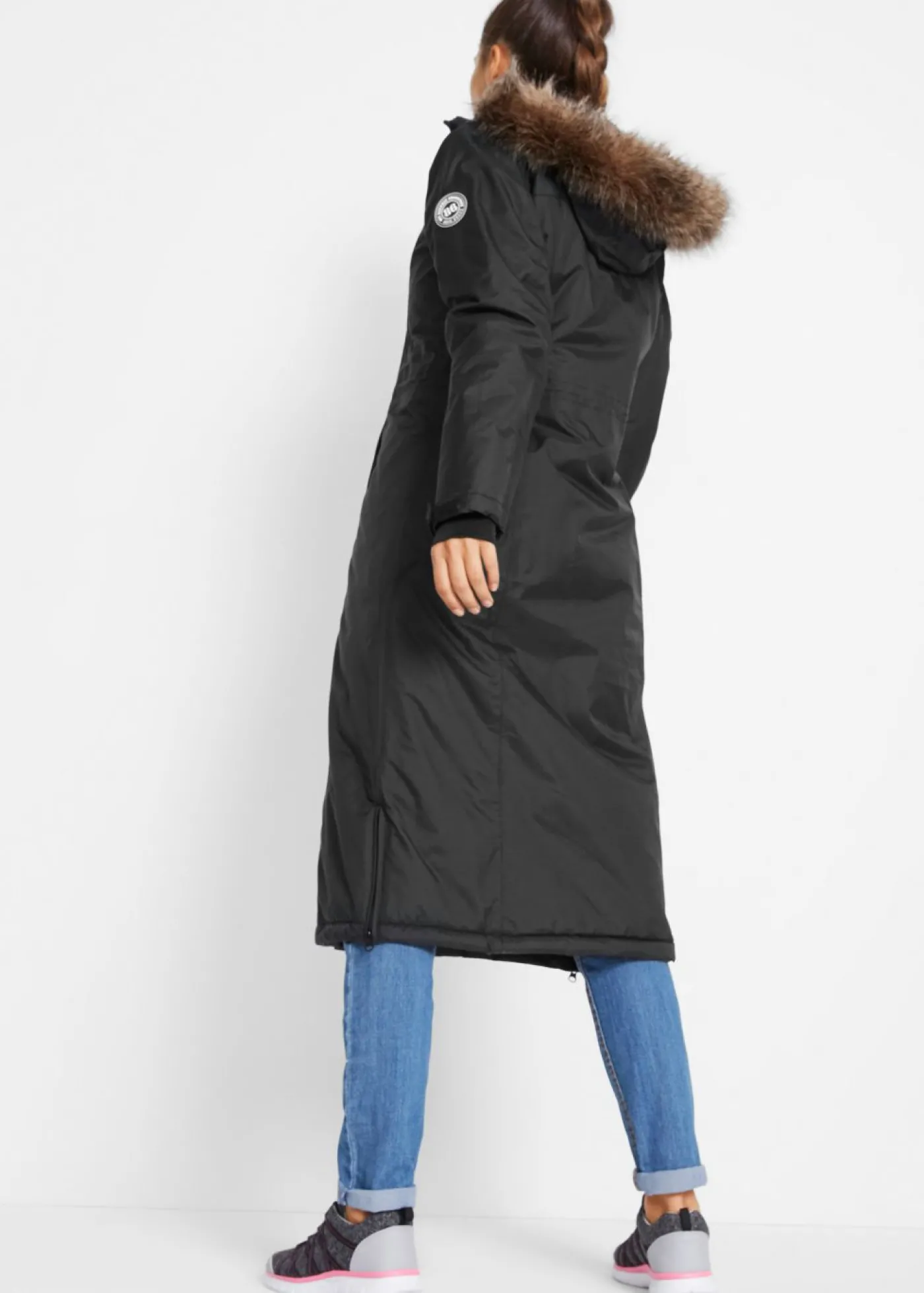 bonprix bonprix Abrigo impermeable para exteriores con pelo sintético Negro Outlet